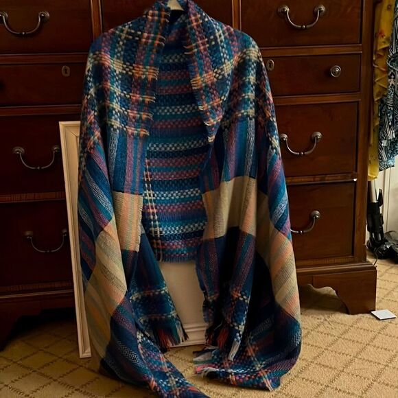 Chloe & Lex jewel toned mixed pattern woven large wrap blanlet  carf NWOT - Picture 1 of 7